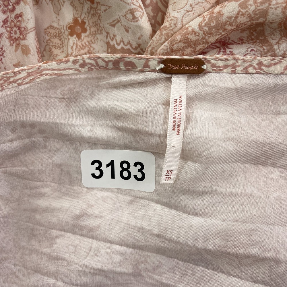 Free People Dress Women XS Arzel Mini Ivory Paisley Print Kimono Pleated Satin - Picture 12 of 15